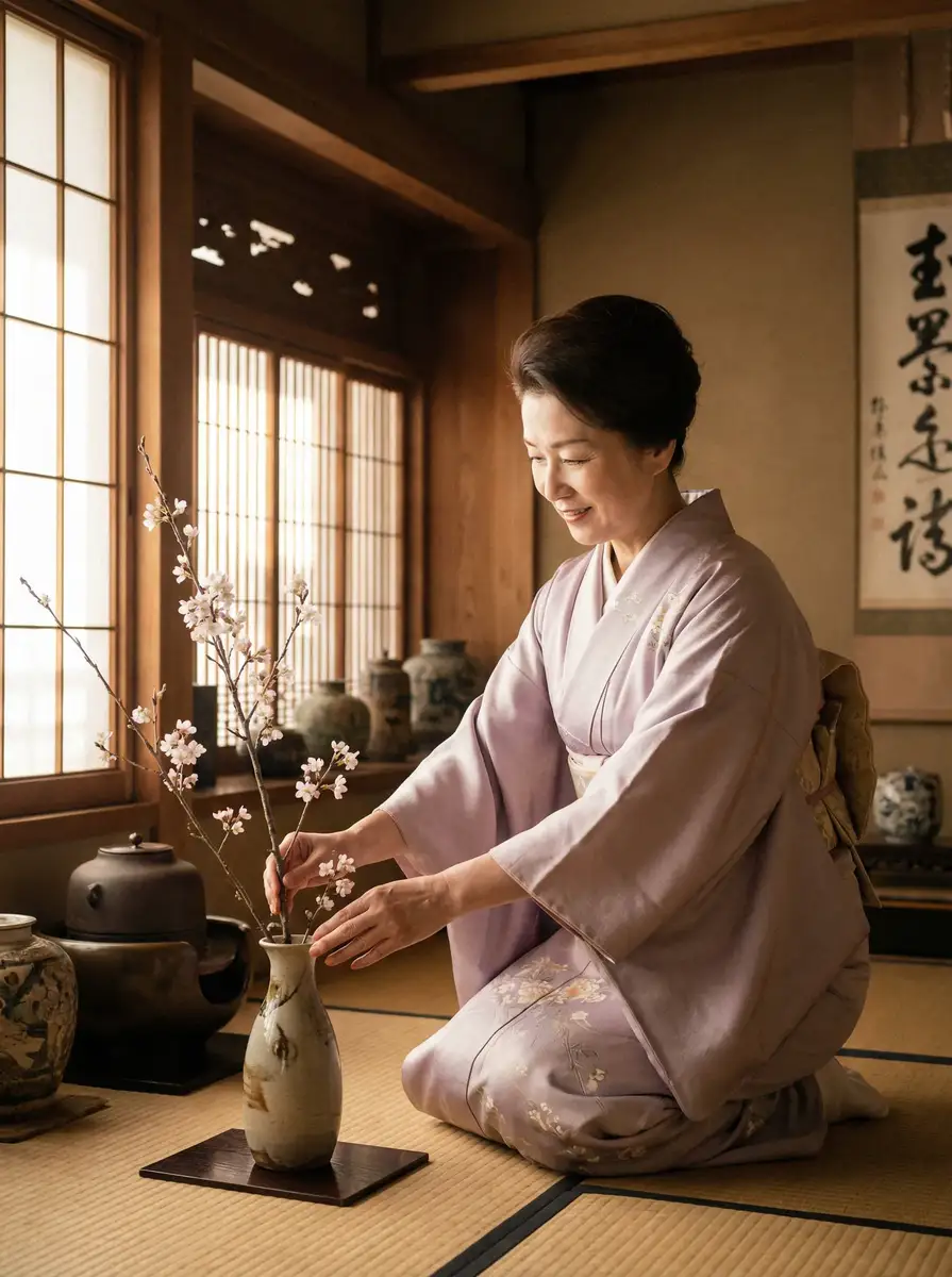 一位优雅的 嫩草影院-嫩草影院自媒体 实时更新|吃瓜爆料嫩草影院大全 在和室中插花